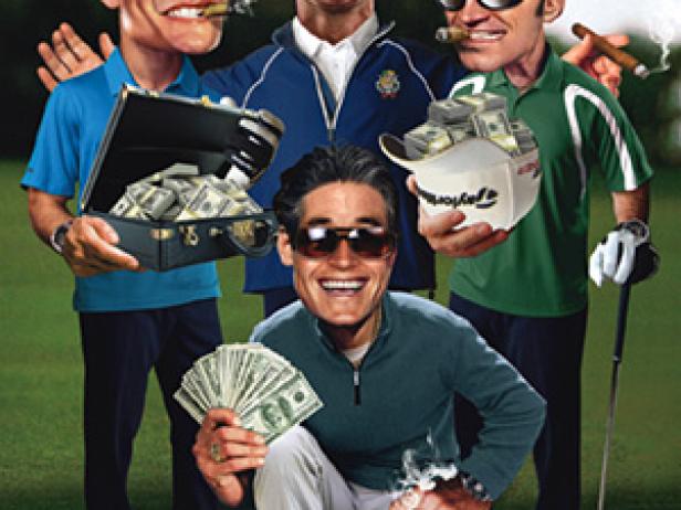 Photo: golfer paying bet