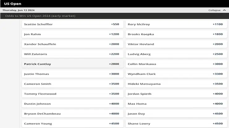 Photo: us open golf outright betting