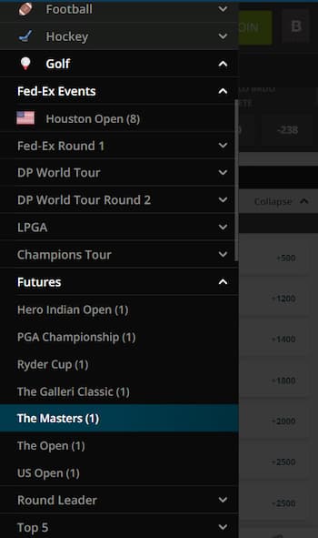 Photo: masters golf betting online