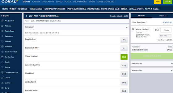 Photo: coral golf betting odds