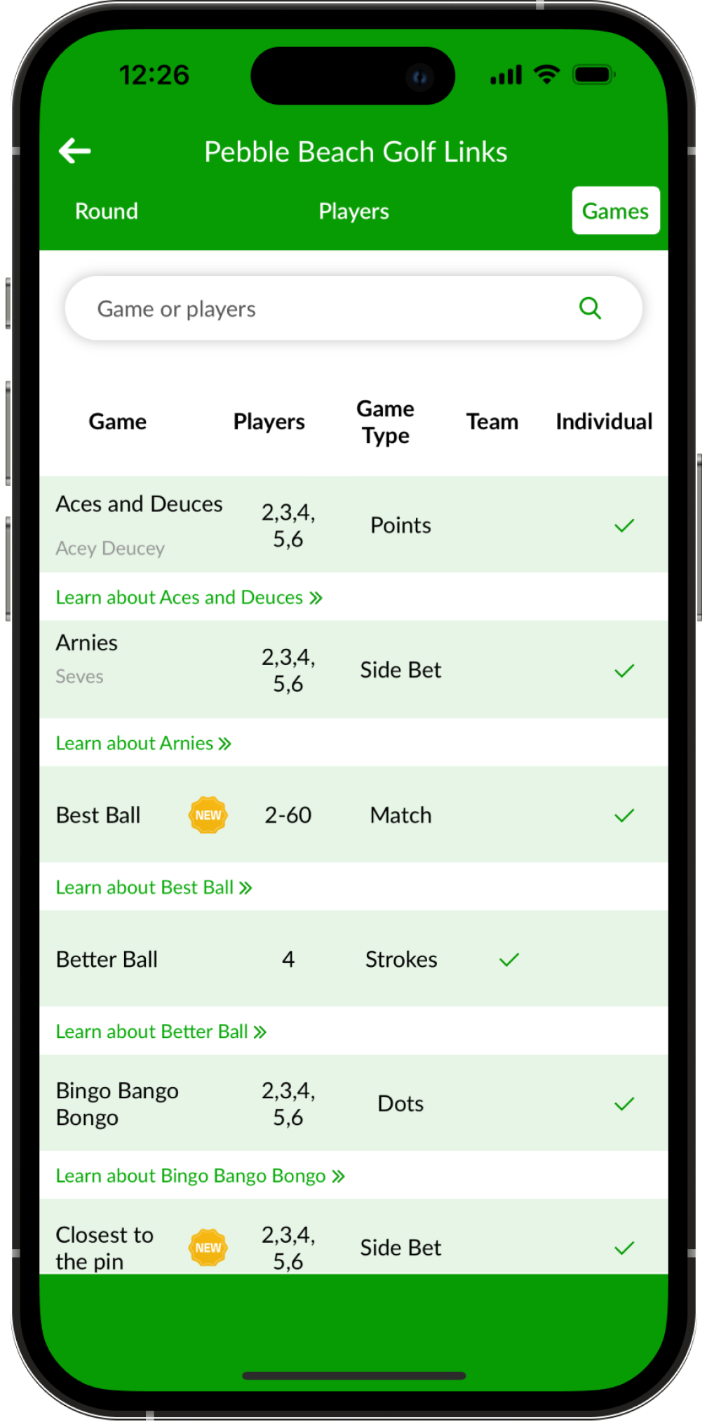 Photo: app for golf betting games