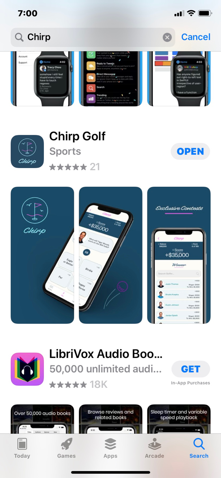 Photo: chirp golf betting