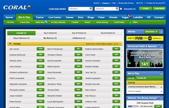 Photo: coral live golf betting