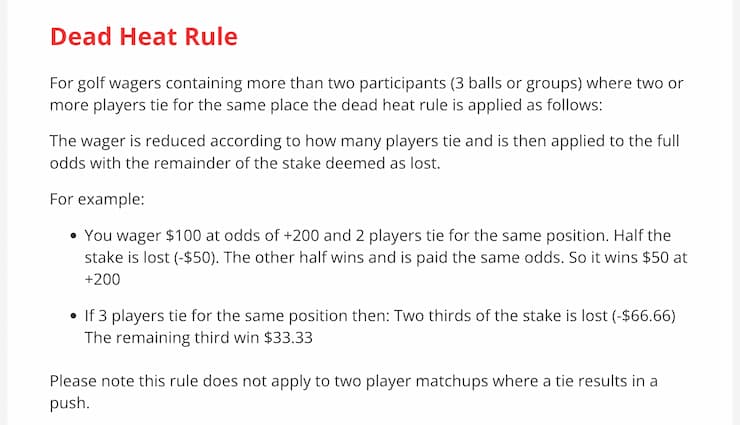 Photo: what are dead heat rules in golf betting